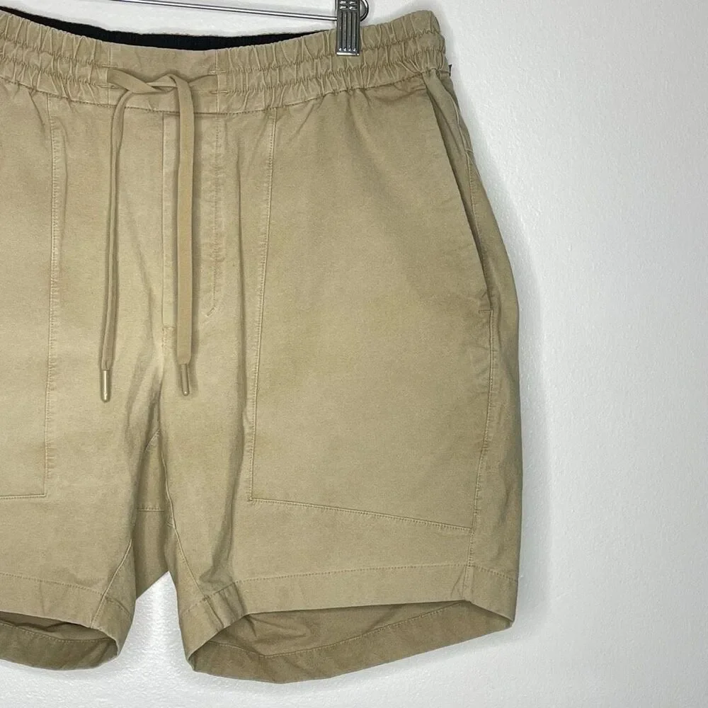 Lululemon Bowline Short Tan Cotton Pull On Elastic Drawstring Men’s Large M7ARGS
